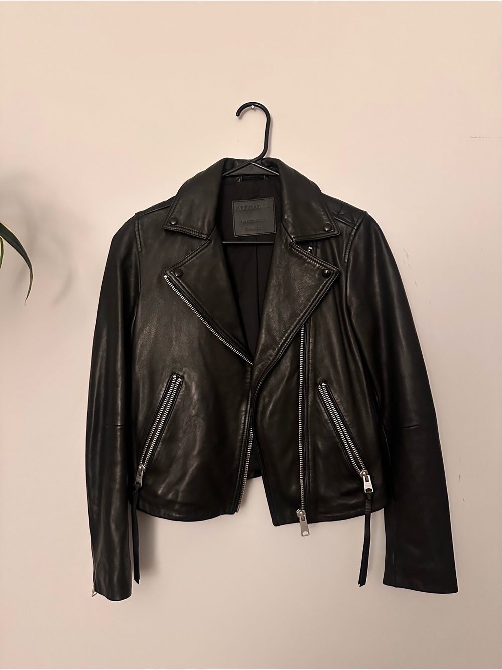 AllSaints Black Leather Moto Jacket
